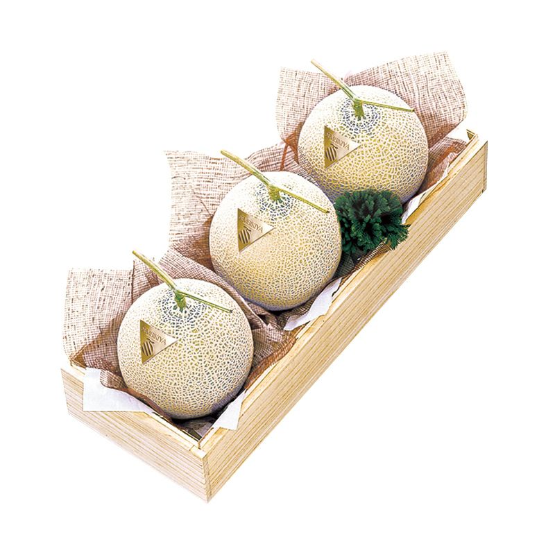 マスクメロン3個・桐箱入（1玉 約1.3kg） | 京橋千疋屋オフィシャル 